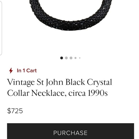 MINT! St JOHN Black Crystal Gold Plated Necklace - Picture 8 of 8